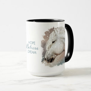 La esperanza, cree, soña. Taza del caballo