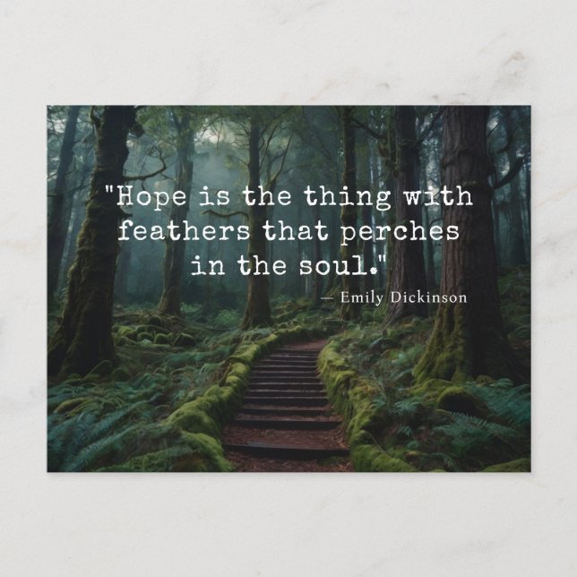 "La Esperanza es la Cosa con Plumas" Tarjeta Posta (Anverso)