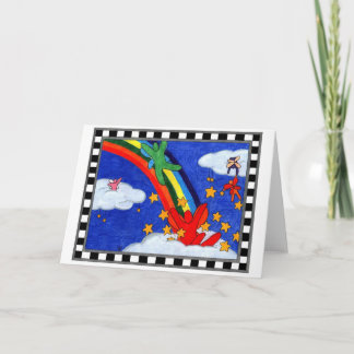 La estrella asperja la tarjeta de felicitación