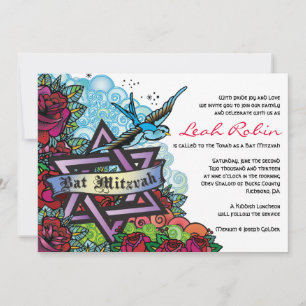 LA ESTRELLA BLUEBIRD DE LA invitación DAVID Bat Mi