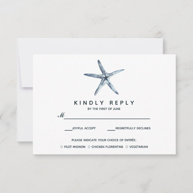 La estrella de mar azul | Boda RSVP con elección d (Anverso)