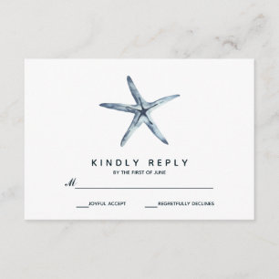 La estrella de mar azul RSVP de boda