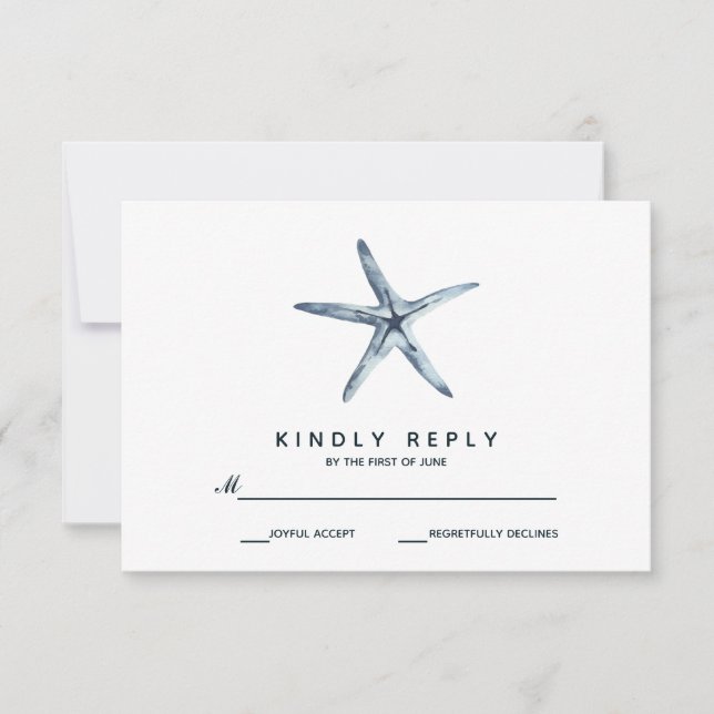 La estrella de mar azul | RSVP de boda (Anverso)