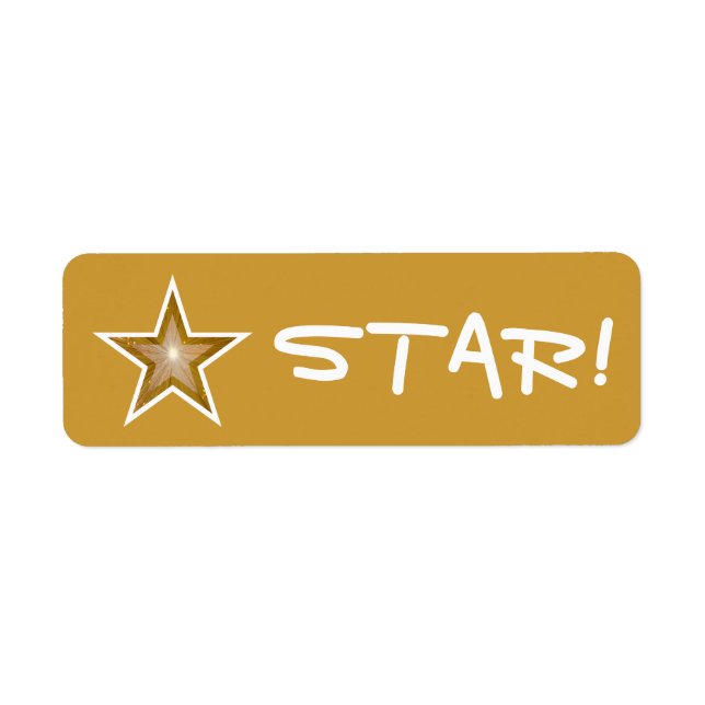 La estrella dorada "STAR" etiqueta oro pequeño (Frente)