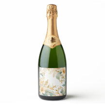 la etiqueta de botella de champán de flores de est