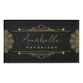 La etiqueta elegante Gold & Black Name