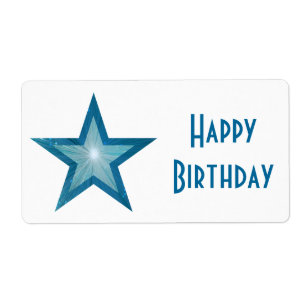 La etiqueta "Feliz cumpleaños" de Blue Star es bla