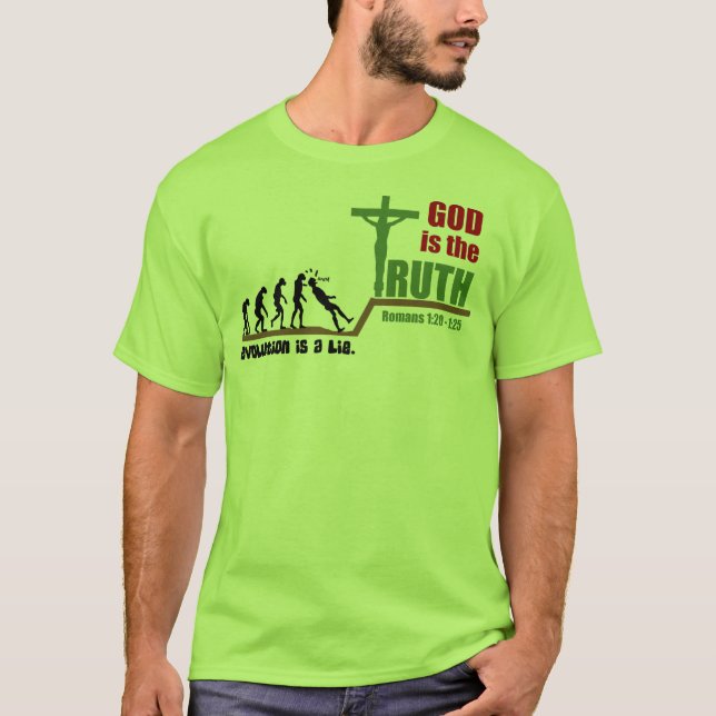 La Evolución Es Mentira. Dios es la camiseta de la (Anverso)