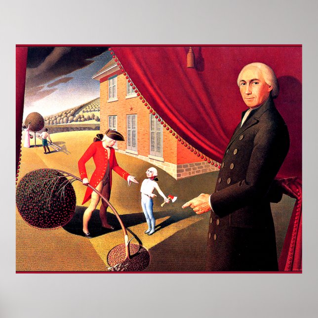 La fábula de Parson Weem, buen arte de Grant Wood, (Frente)