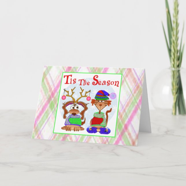 La familia acaricia tarjetas de felicitación (Anverso)