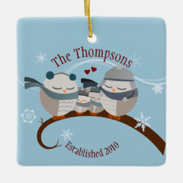 La familia de búhos del ornamento de cuatro Keepsa