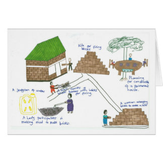 La familia de Hilda hace ladrillos para construir