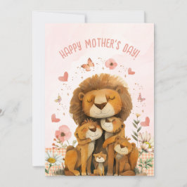 La familia de los leones te ama mamá tarjeta de Dí