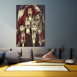 La familia de los lobos | Poster de arte de IA