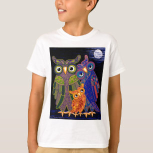 La familia del búho embroma la camiseta