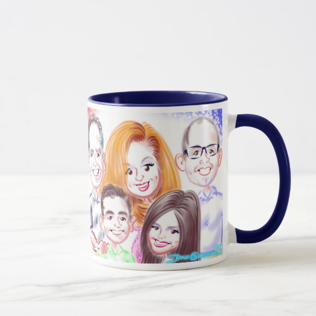 La familia del cumpleaños Caricatures la taza 2015 (Derecha)