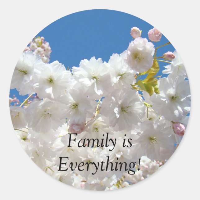 ¡La familia lo es todo! pegatinas Flores rosas (Anverso)