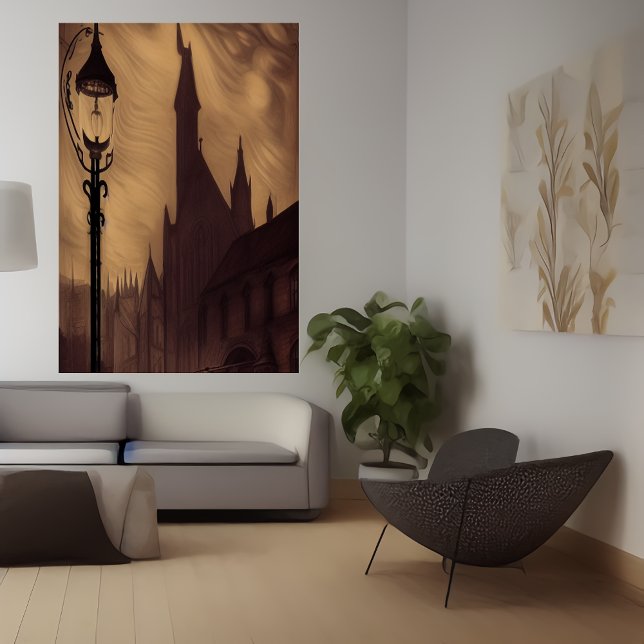 La farola en la ciudad | Poster de arte de IA (Subido por el creador)