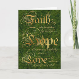 La fe, esperanza, ama verde y la tarjeta de