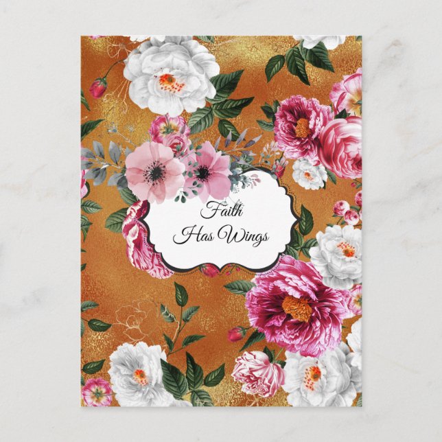 La fe floral de oro tiene la tarjeta postal de Win (Anverso)