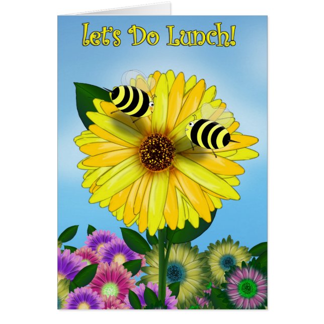 La fecha del almuerzo de Bee en la flor amarilla (Frente)