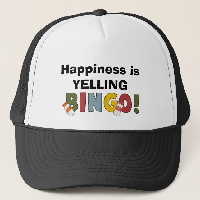La felicidad es gritar gorra de bingo (Anverso)