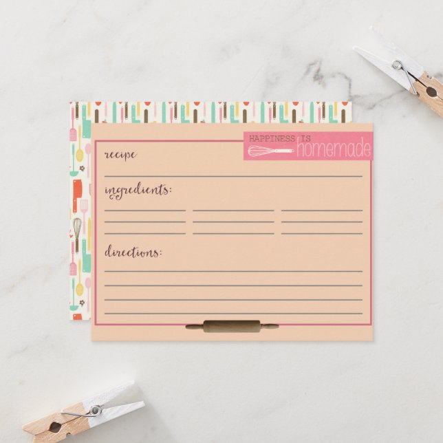 La felicidad es tarjetas de recetas caseras-crema (Anverso/Reverso In Situ)