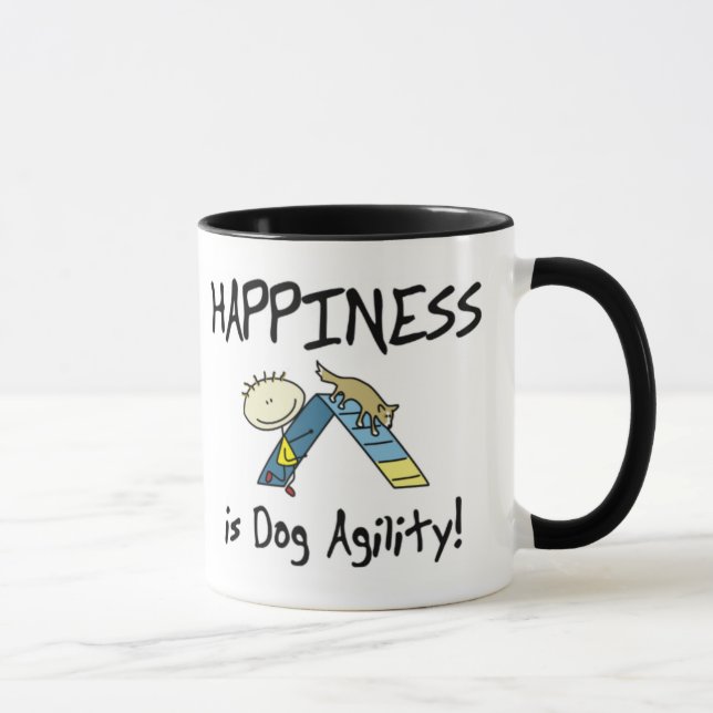 La felicidad es taza de la agilidad del perro (Derecha)