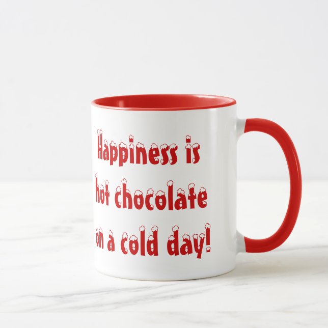 La felicidad es taza del chocolate caliente (Derecha)