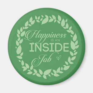 La Felicidad Es Un Imán De Guirnalda Verde En El T