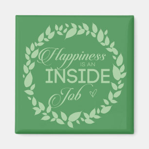 La Felicidad Es Un Imán De Guirnalda Verde En El T