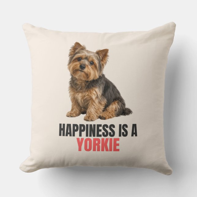 La felicidad es una almohada de Yorkie (Anverso)