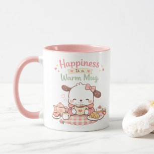 La felicidad es una taza caliente Taza rosa cachor