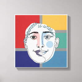 "La felicidad está dentro" Arte de línea de cara m