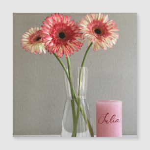 La feliz flor rosa de Gerbera + nombre personaliza