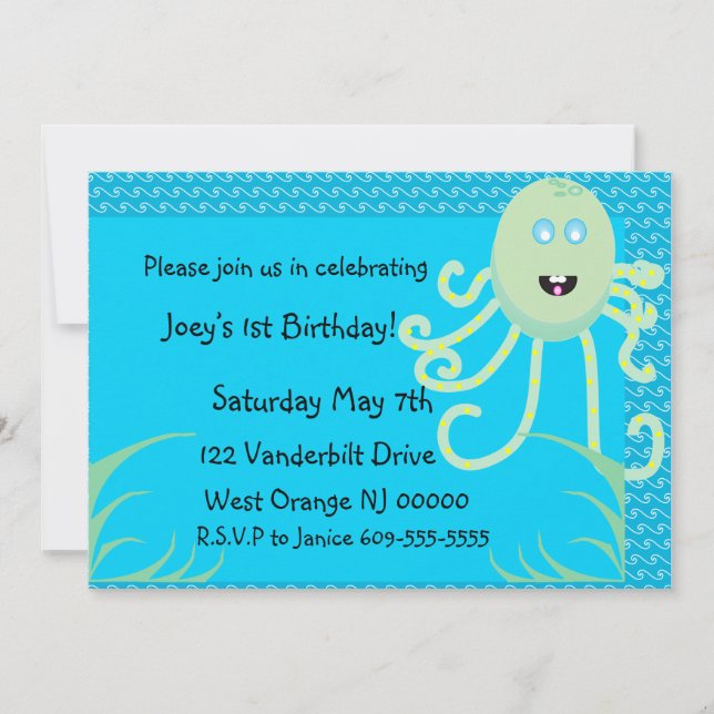 La feliz invitación de cumpleaños del pulpo (Anverso)