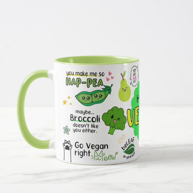La feliz taza vegana - Graciosa taza vegan, basada (Izquierda)