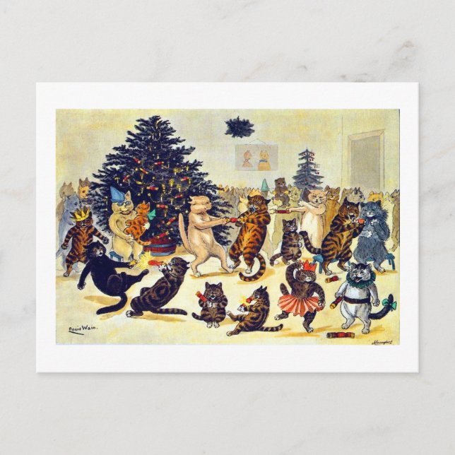 La fiesta de Navidad del gato, Louis Wain (Anverso)