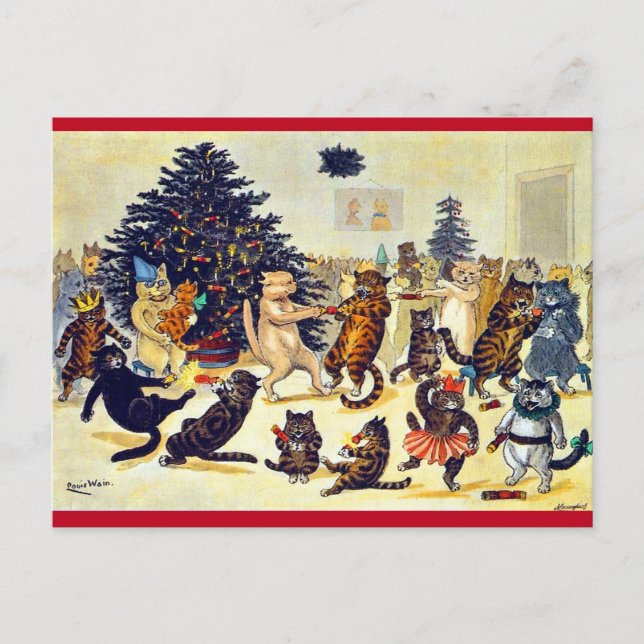 La fiesta de Navidad del gato, Louis Wain (Anverso)