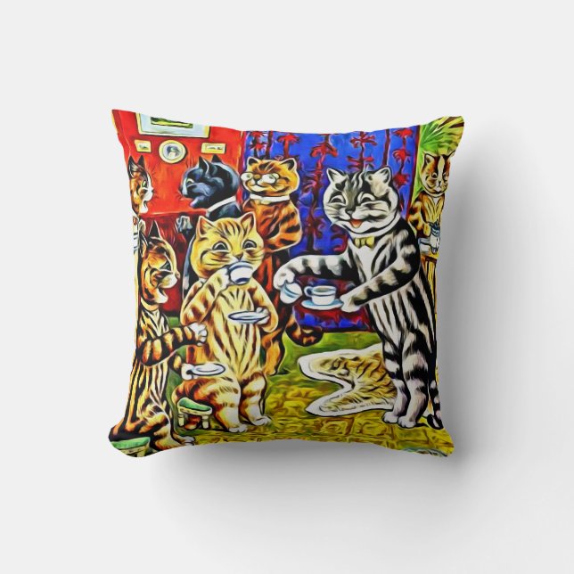 La "fiesta del té del gato" Stylized la almohada (Anverso)