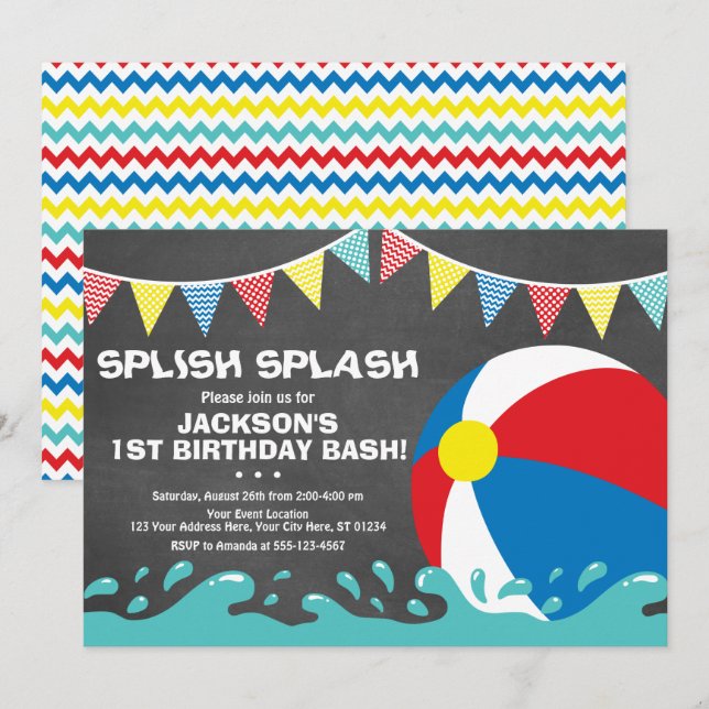 La fiesta en la piscina de la invitación el | del (Anverso / Reverso)