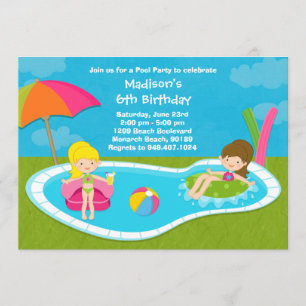 La fiesta en la piscina embroma la invitación de