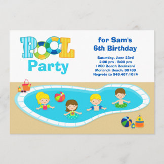 La fiesta en la piscina embroma la invitación de