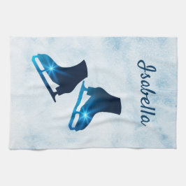 La figura de la toalla de hielo patina azul