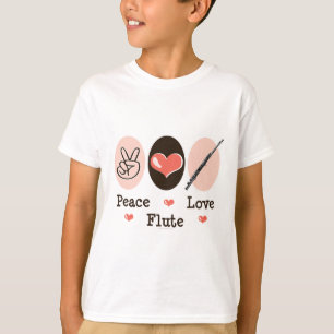 La flauta del amor de la paz embroma la camiseta
