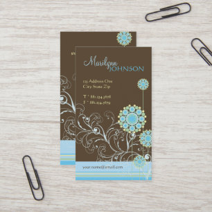 La flor de la nieve remolina tarjeta elegante azul