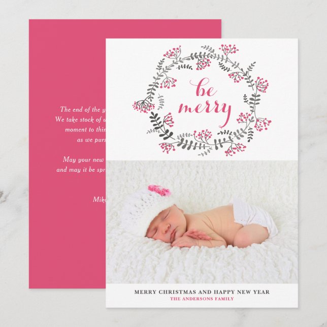 La flor rosa y gris será Feliz Navidad (Anverso / Reverso)