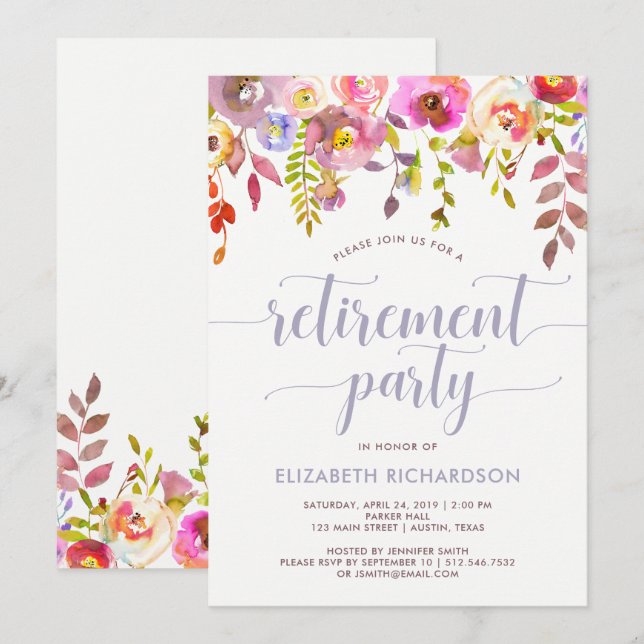 La floral de moda| Invitación a la fiesta de jubil (Anverso / Reverso)