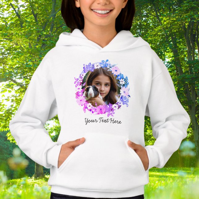 La floral fotográfica de usted y su Mascota crea l (A sweatshirt to customize with a photo of you and your pet, with your pet's name underneath)