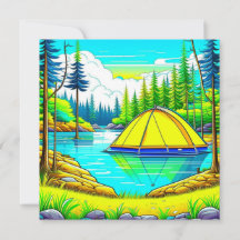 La flotación de carpas en el lago Camping tema